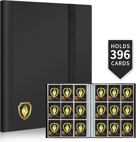 Carpeta de tarjetas con 9 bolsillos, 396 bolsillos, álbum de tarjetas coleccionables prémium para tarjetas estándar, carpeta de colección de Negro