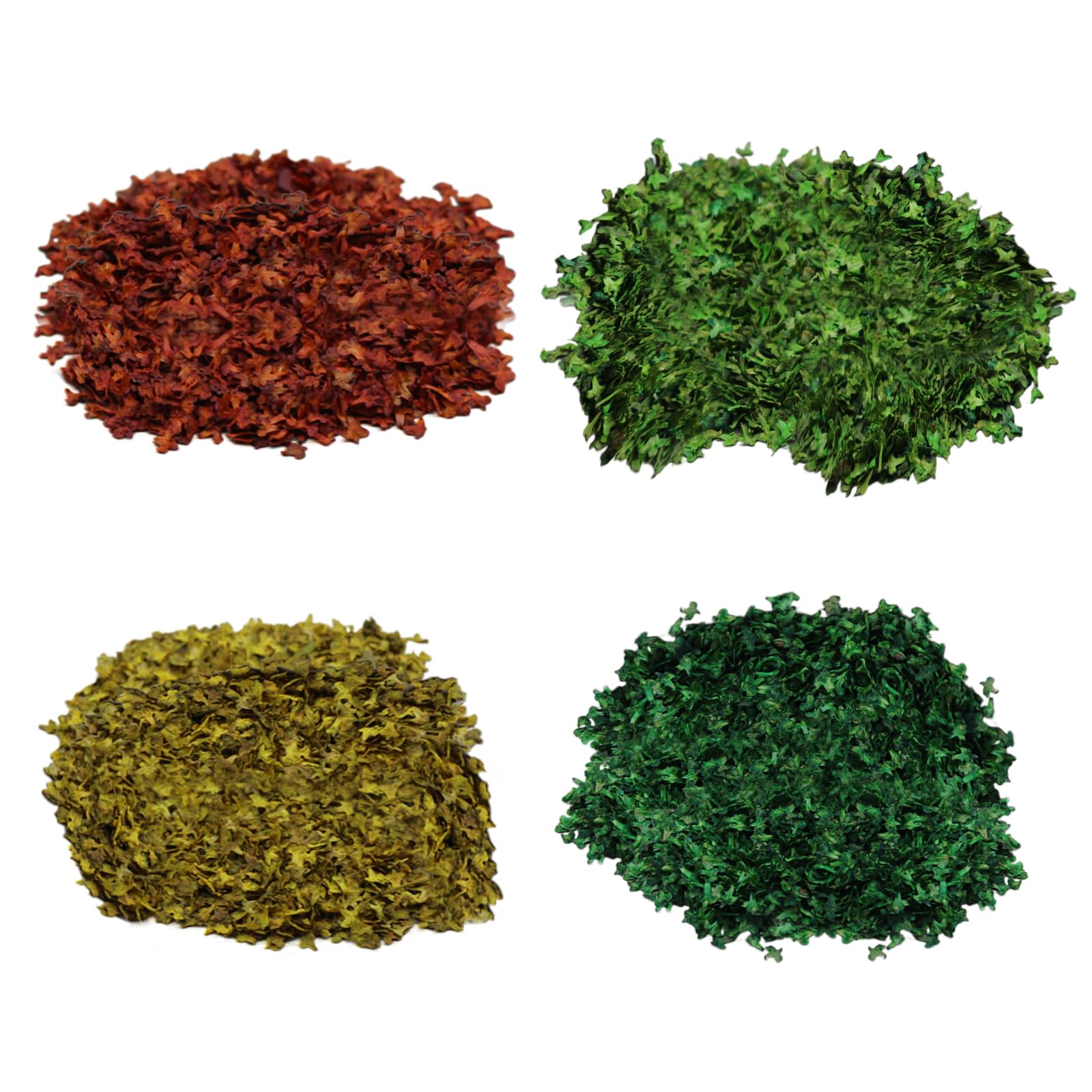 4-Pack Realistic Miniature Model Foliage Leaves 4-Colour Mixed Micro Landscape Leaves for Diorama, Railway Scenery, Architectural Models, Scrapbooking & Craft Supplies, Non-Toxic 33 g/Bag