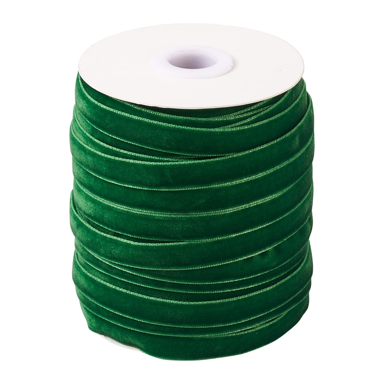 Bestewelry 50 Yards Christmas Green Flat Single Face Velvet Ribbon 3/8 inch Vintage Velvet Ribbon for Gift Packing Wrapping Hair Bow Clips Sewing