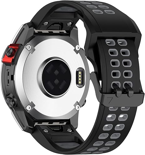 Correa de reloj compatible con Garmin Enduro 2, correa de silicona de repuesto de 1.024 in, suave y duradera (negro + gery)