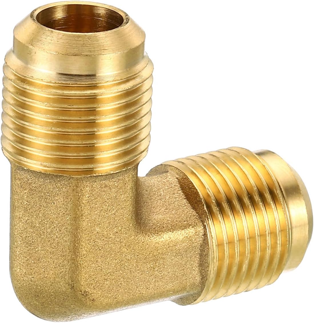 PATIKIL 1/2" x 1/2" Brass Pipe Fitting, 2 Pack Flare 90 Degree Elbow Tube Fitting Pipe Adapter Connector for Air Conditioner Refrigeration Plumbing