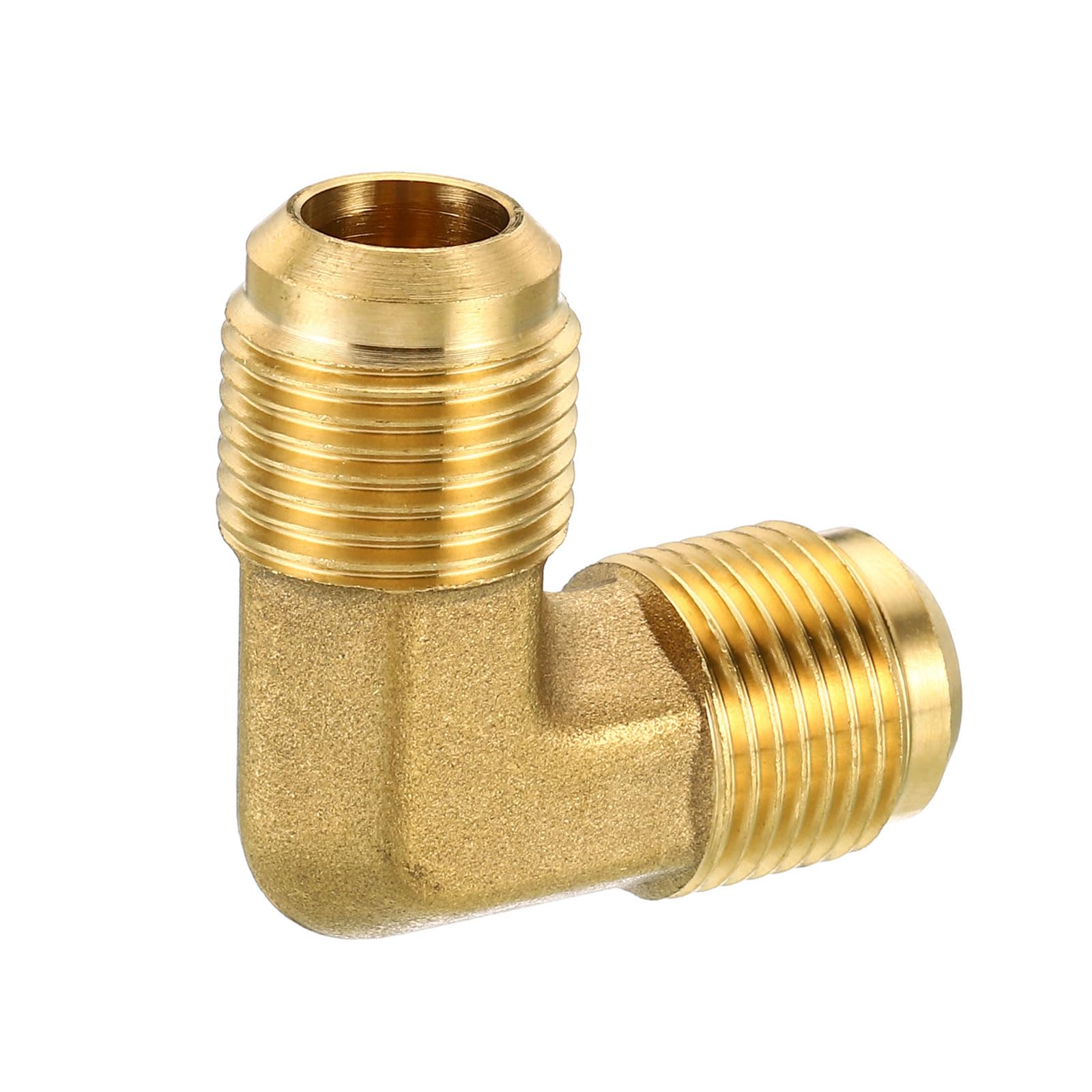 Accesorio de tubería de latón de 1/2" x 1/2", Paquete de 2, Adaptador de tubería de Codo de 90 Grados con abocardado para Aire Acondicionado, refrigeración y plomería