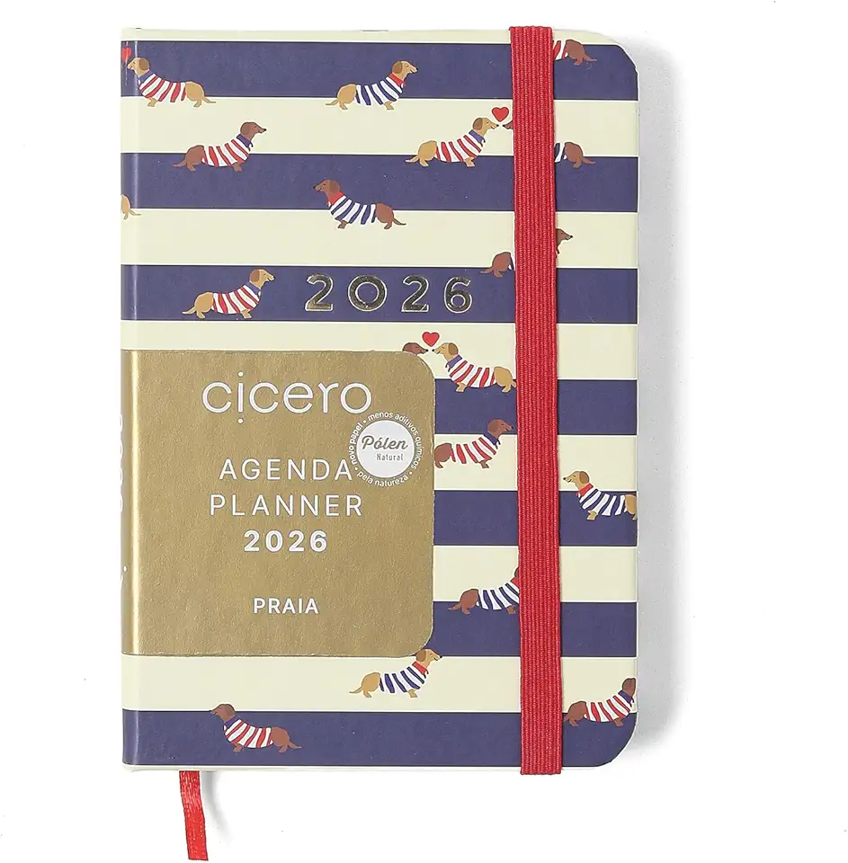 AGENDA PLANNER CICEROS 2026 PRAIA SEMANAL 9X13 CM CACHORROS