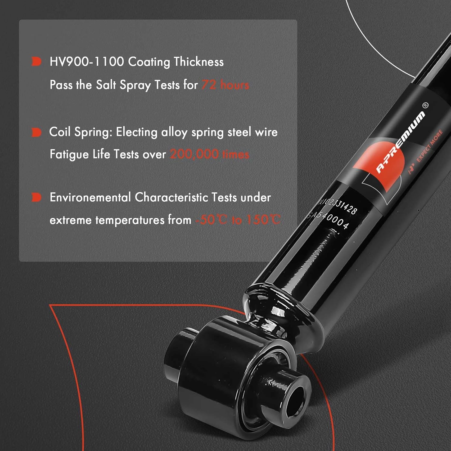 A-Premium Rear Shocks Compatible with Lexus IS250 2014-2015, IS300 2016-2021, IS350 2014-2020, IS200t 2016-2017 - 2x Replacement Suspension Shock Absorber Strut