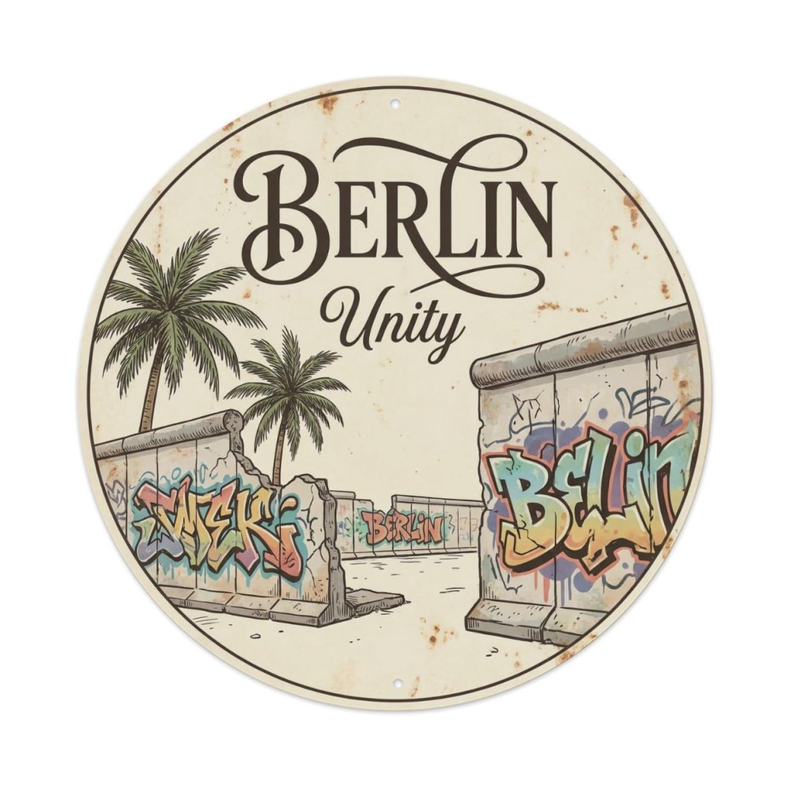 Vintage Travel Berlin Germany Freedom Metal Tin Sign