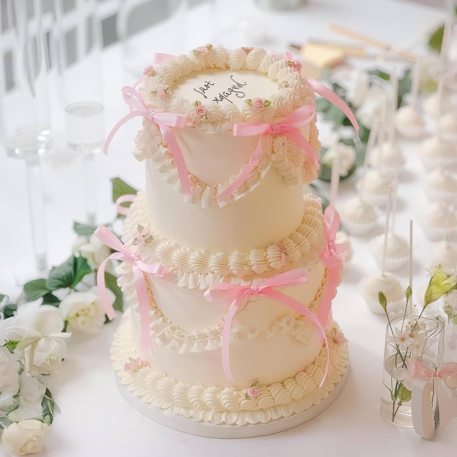 Anwyll Twist Tie Bows 5x7Inch - 30Pcs Premade Pink Gift Bow for Cake Gift WrapBalloon Craft Treat Bag Baby Pink Satin Ribbon Bows for Valentines Day Decor Birthday Party Bridal Shower Wedding Favors - Image 2