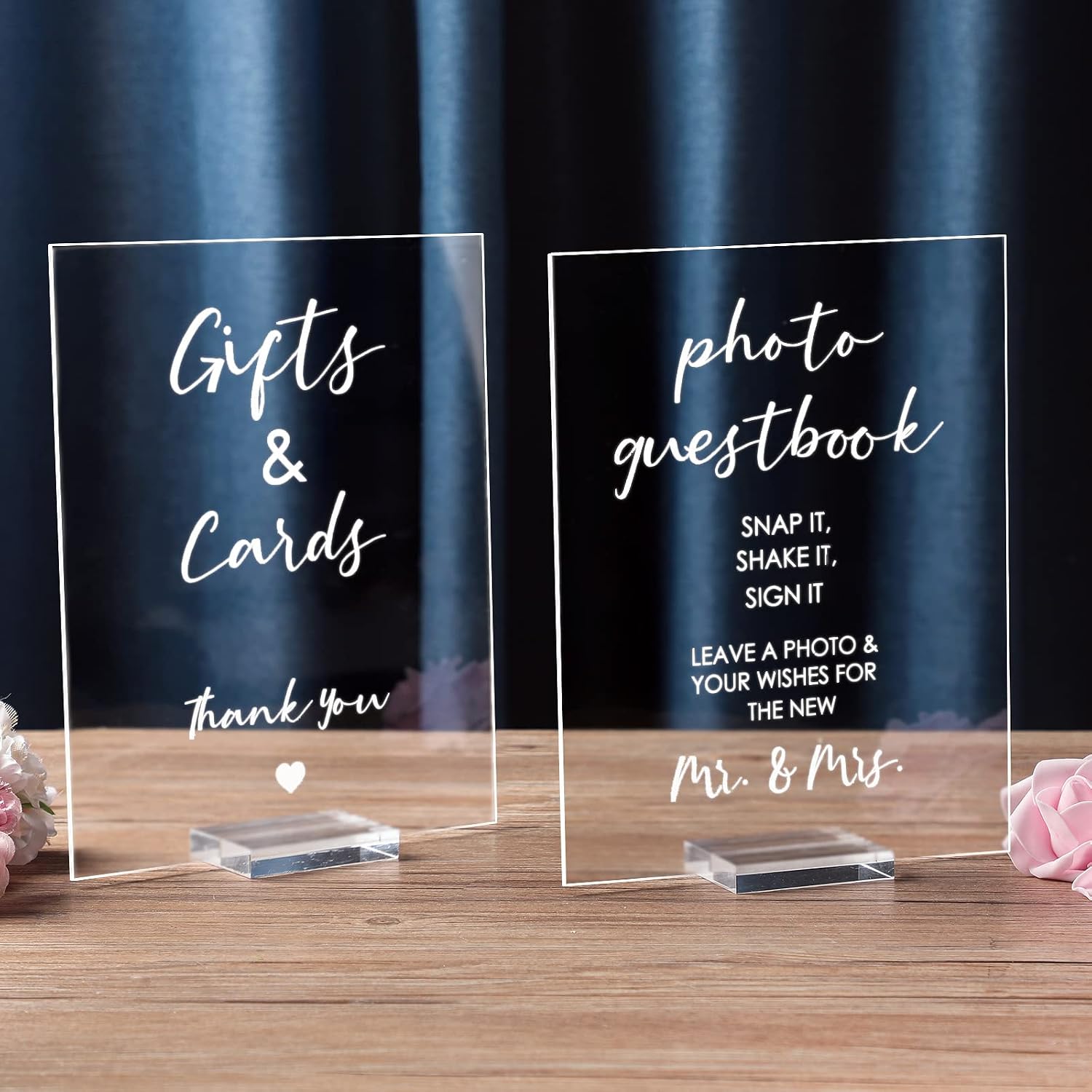 Chunful 2 Pcs Wedding Acrylic Signs 8x10 Photo Guest Book with Stand