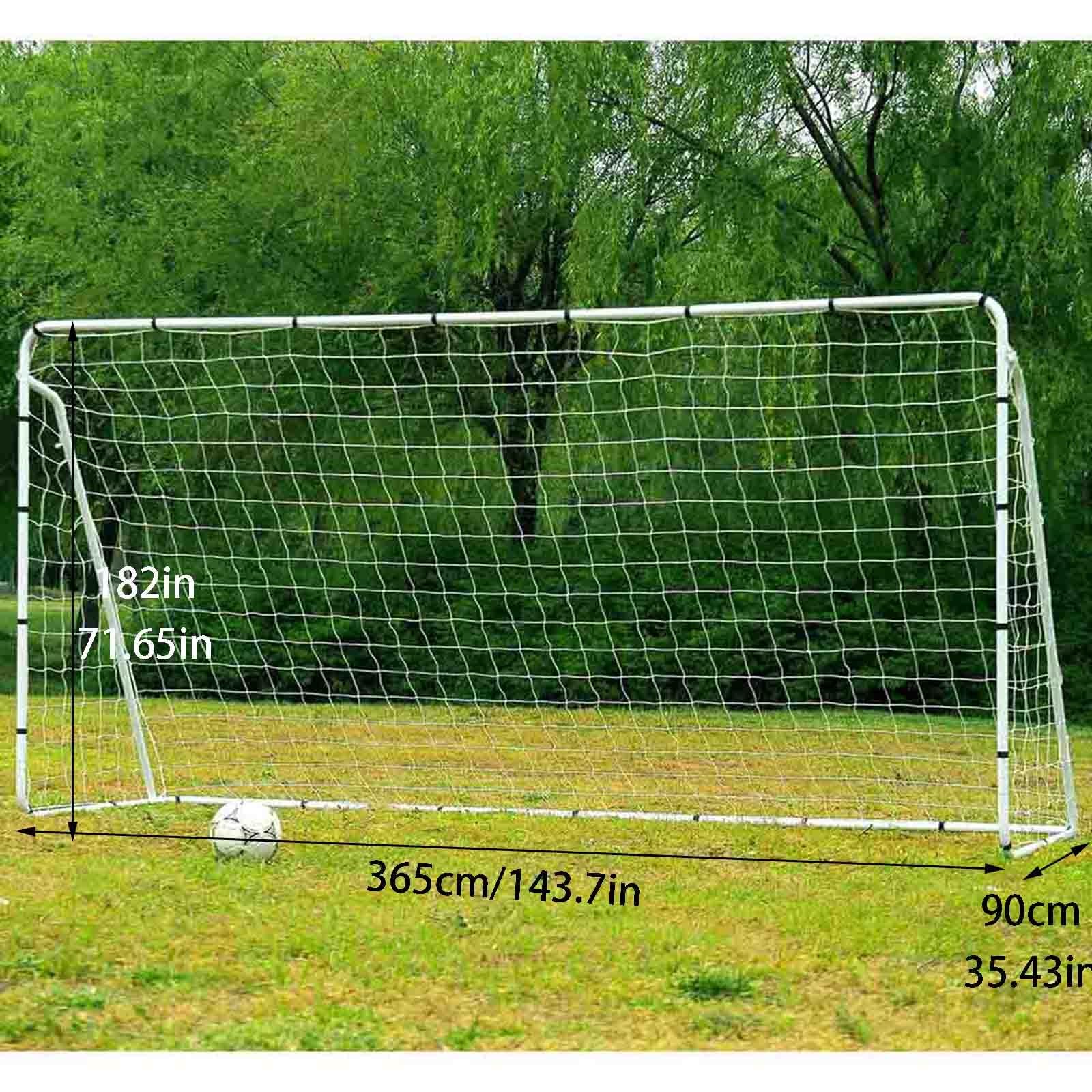Grande porta da calcio grande, 365 x 182 x 90 cm, tubo in acciaio, set da allenamento per adulti, colore bianco