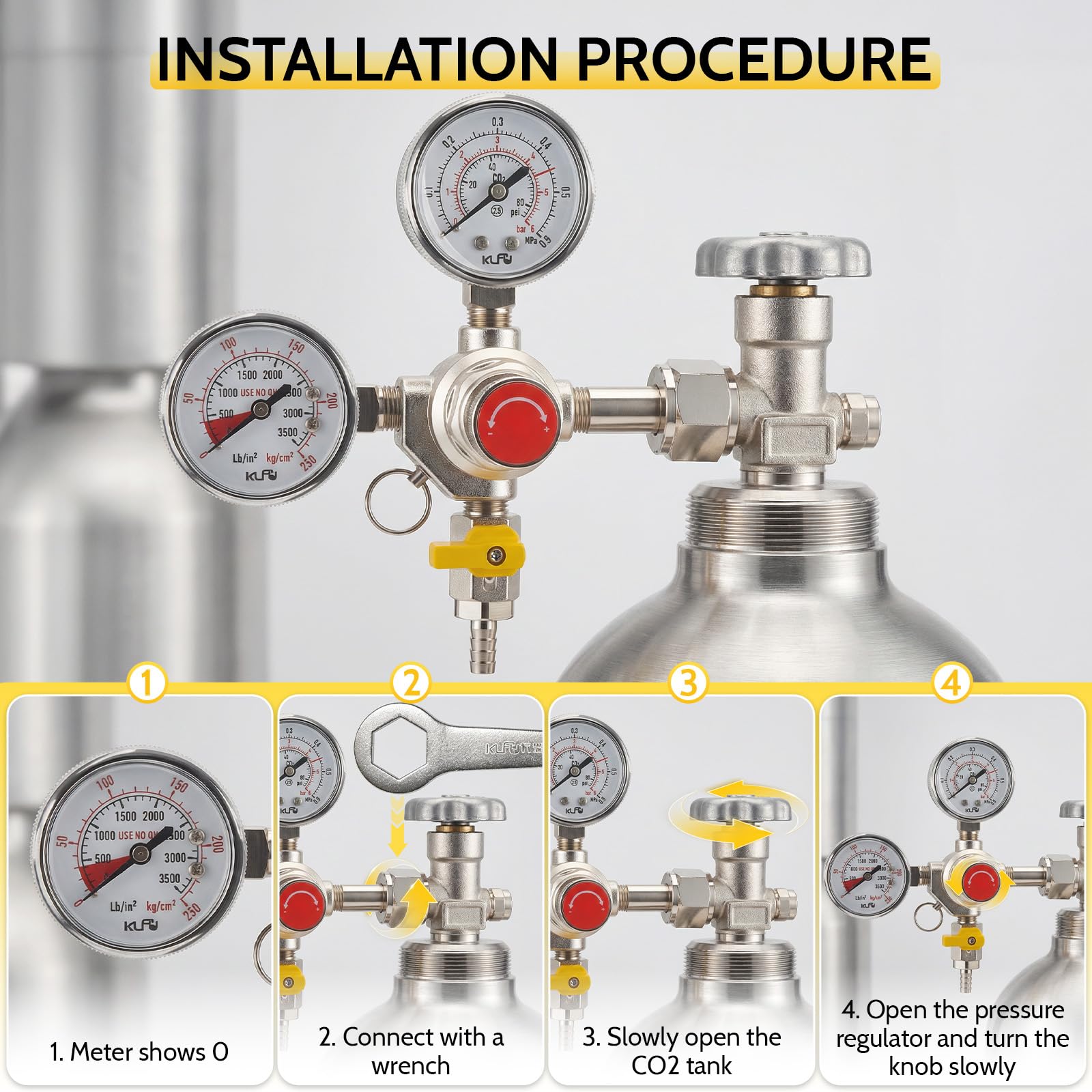 Reductor de presión de CO2 para cerveza, regulador de presión con doble medidor W21.8, reductor de presión profesional reutilizable para máquina de cerveza, grifo de cerveza y cerveza
