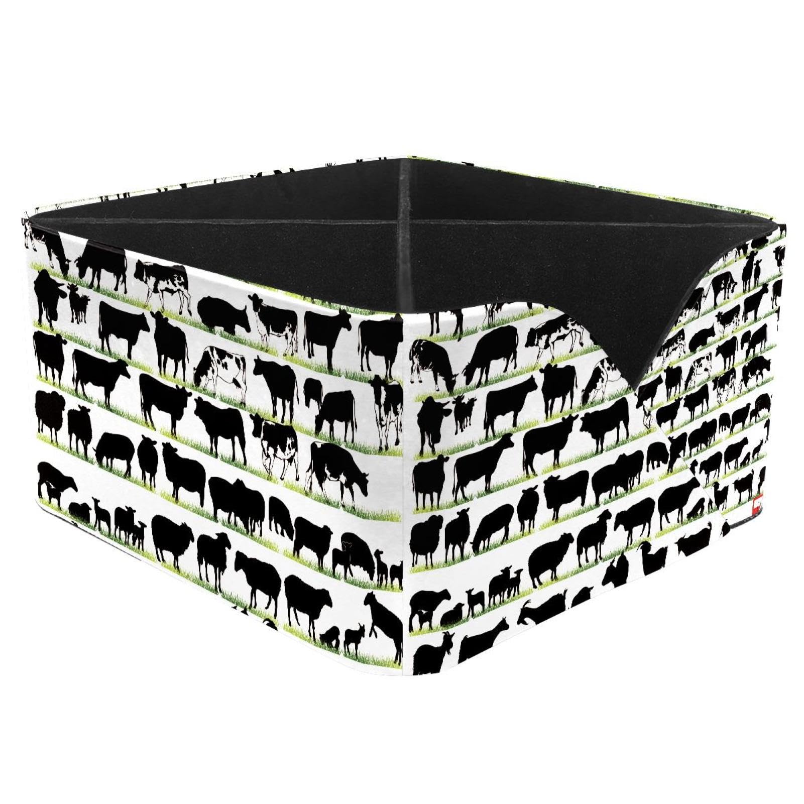 KengjuTesu Dairy Cattle Cow Silhouettes Desktop Organizer Pen Holder, Rectangular Pencil Cup for Office, Study and Makeup Stations