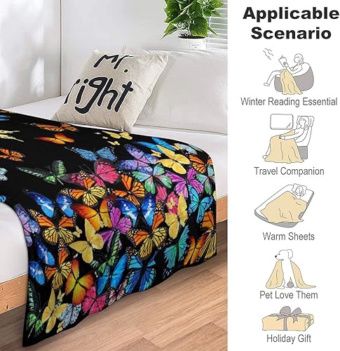 Miniatura 4 de Manta de mariposa con diseño de mariposas, ultra suave, ligera y acogedora para cama, sofá y sofá, de 50 x 40 pulgadas