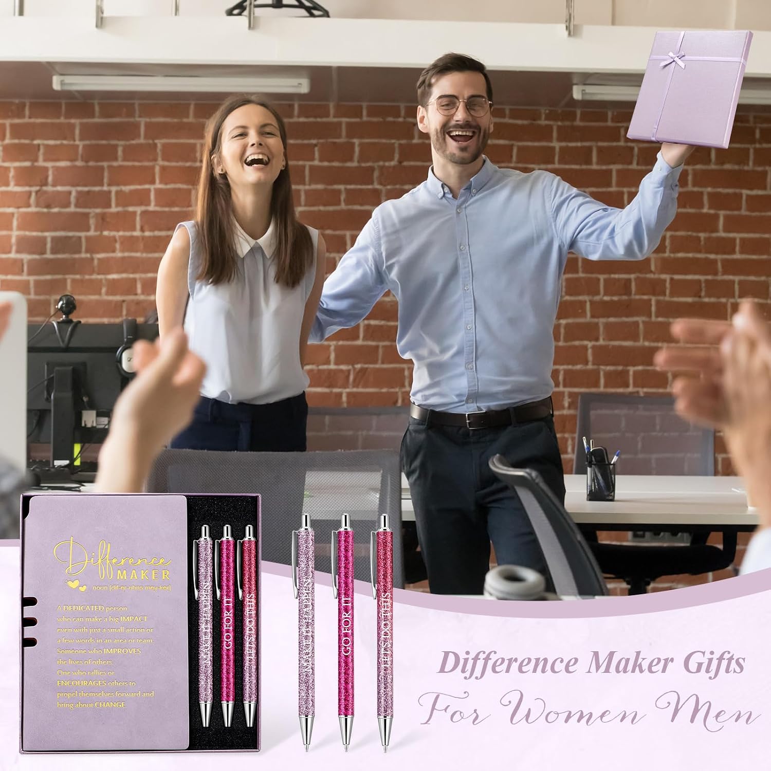 Thenshop 5 Pcs Cna Week Gifts 2026 Nurse Appreciation Gift Difference Maker Journal with Pen Leather Notebook 3 Ballpoint Pens Box Thank You Gift for Employee Coworker Teacher Volunteer(Purple)
