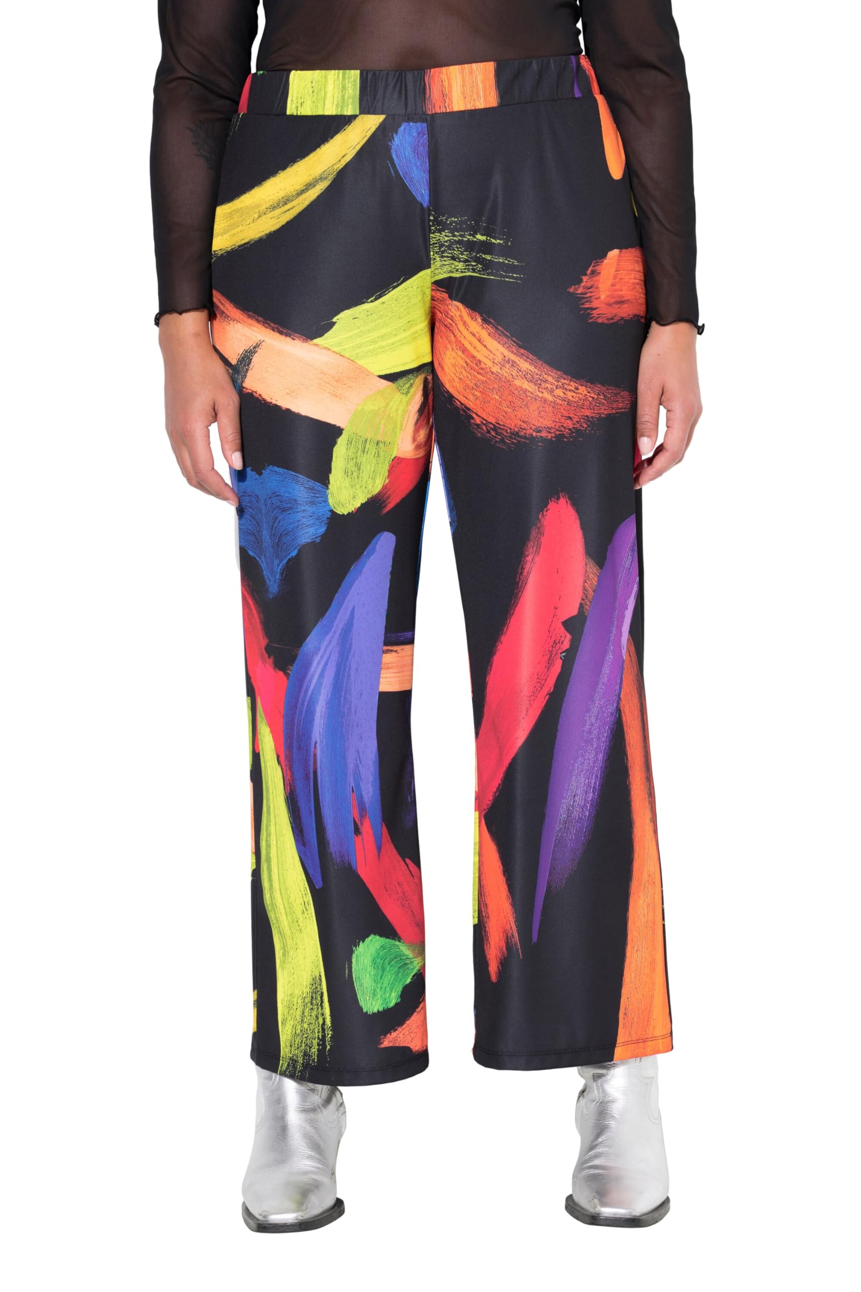 Angel of Style Damen große Größen Übergrößen Plus Size Hose, weites Bein, Alloverdruck 839294