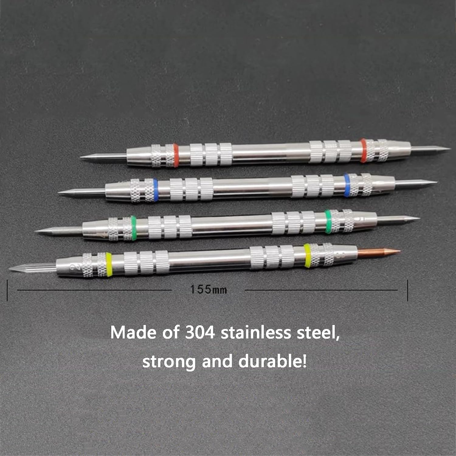 Mohs Hardness Test Kit, 2-9 Scratch Tester Hardness Test Pen, Stainless Steel Mohs Hardness Picks 4 Pack,with Storage Box,for Testing Mineral Jewellery Jade Glass
