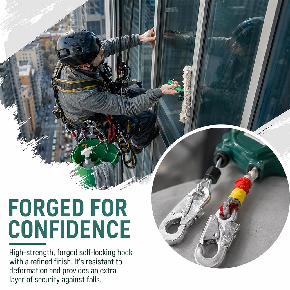 Antichute a Rappel Automatique 10M, 150 kg Harnais de Securite Anti Chute Certifié pour Couvreur Dispositif SéCurité Hauteur Dispositif de sécurité de hauteur avec Fonction Verrouillage