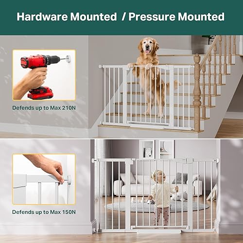 Miniatura 6 de Cumbor Puerta de bebé extra ancha de 29.7 a 51.5 pulgadas para escaleras, puertas para perros montadas a presión para puertas y pasillos, cierre