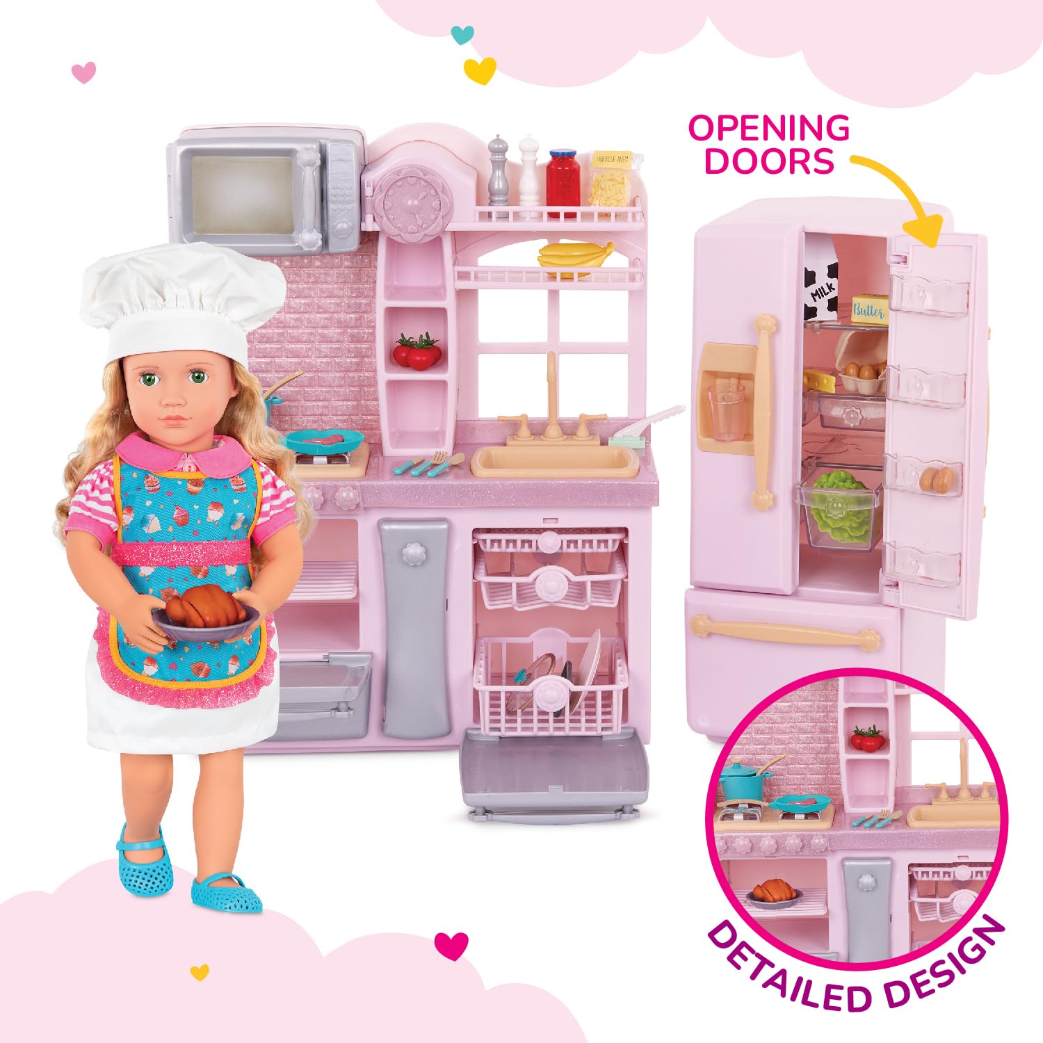 Doll Accessory Og Doll Kitchen Set Our Generation Light Pink Ice
