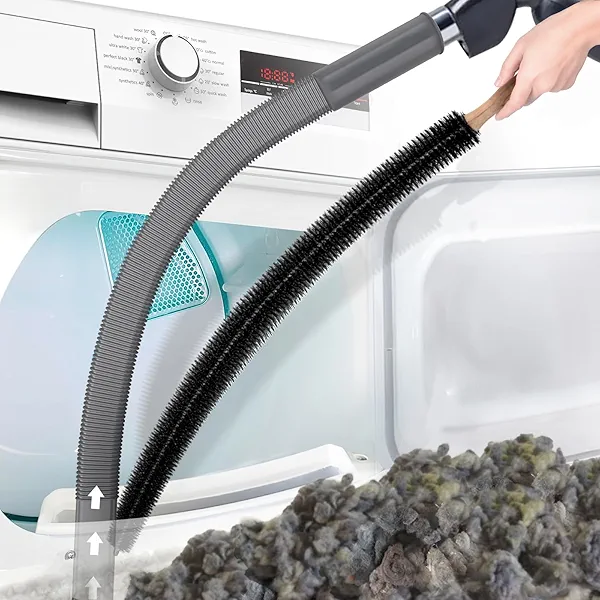 PetOde 2 Pieces Dryer Vent Cleaner Kit Compatible with Most Vacuum Cleaner, Dryer Lint Brush and Vacuum Hose Attachment, Quickly Lint Remover, Deep Gray