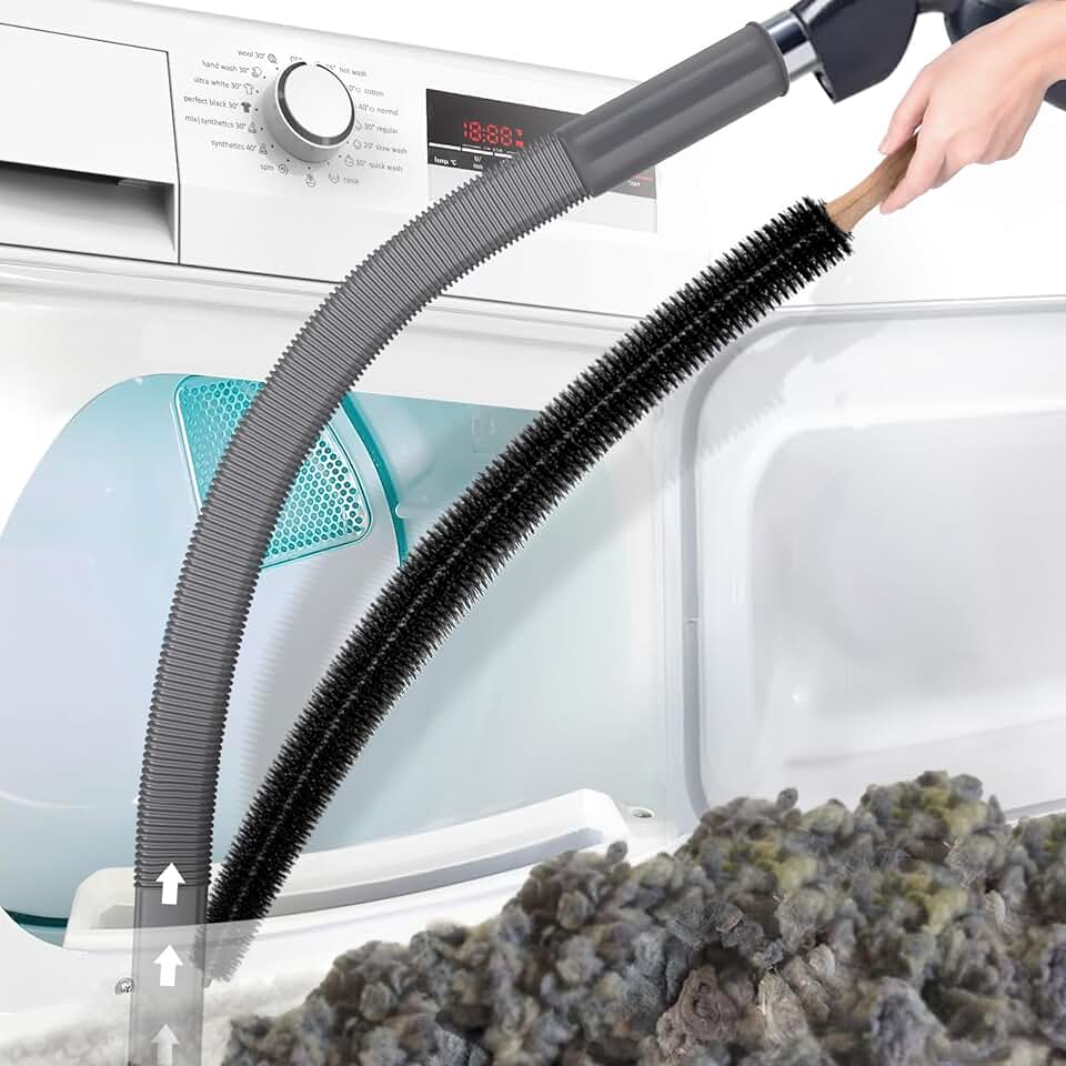 PetOde 2 Pieces Dryer Vent Cleaner Kit Compatible with Most Vacuum Cleaner, Dryer Lint Brush and Vacuum Hose Attachment, Quickly Lint Remover, Deep Gray Recycled Claim Standard Blended