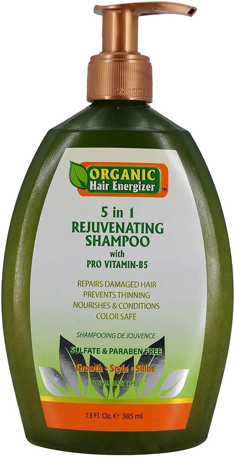 Organic Hair Energizer 5 in 1 Rejuvenating Shampoo, Green, 13 Ounce