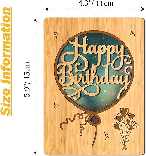 Miniatura 2 de EXQUIDECA Tarjetas de felicitación de bambú hechas a mano con recortes de bambú para esposa, marido, novia, ella, él, aniversario, amigos, familia,