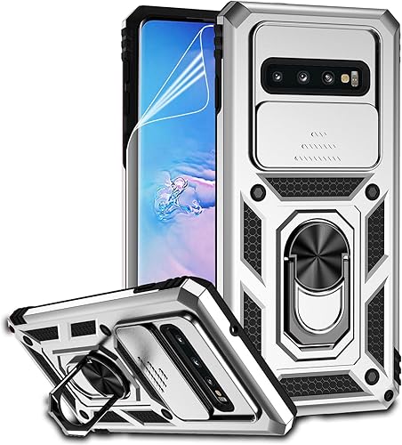 Miniatura 10 de Funda para Samsung Galaxy S10 Plus con cubierta para lente de cámara, protector de pantalla HD, resistente a caídas de grado militar, soporte de