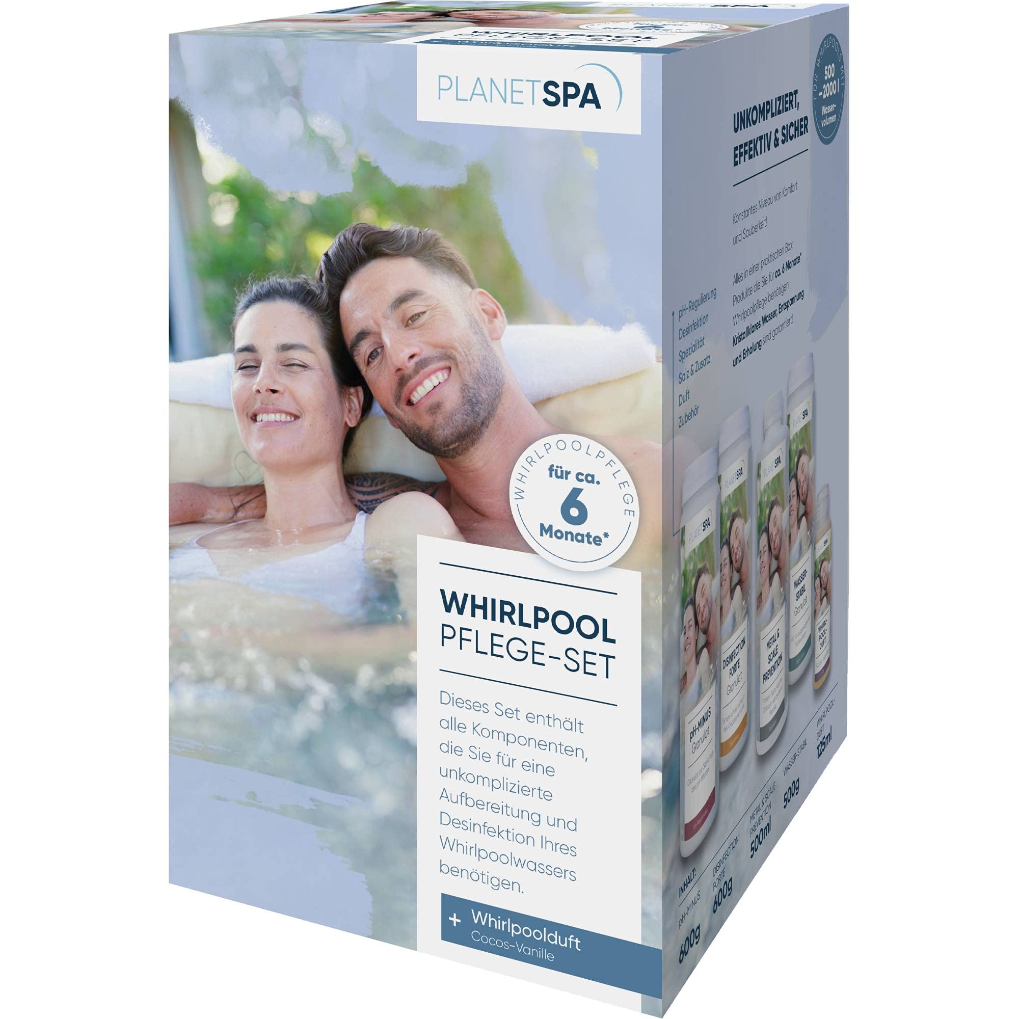 Planet Spa: Whirlpoolpflege Komplett-Set | 7-teiliges Whirlpool-Pflegemittel | Reiniger Wasser-Pflege für den Pool als Starter-Set