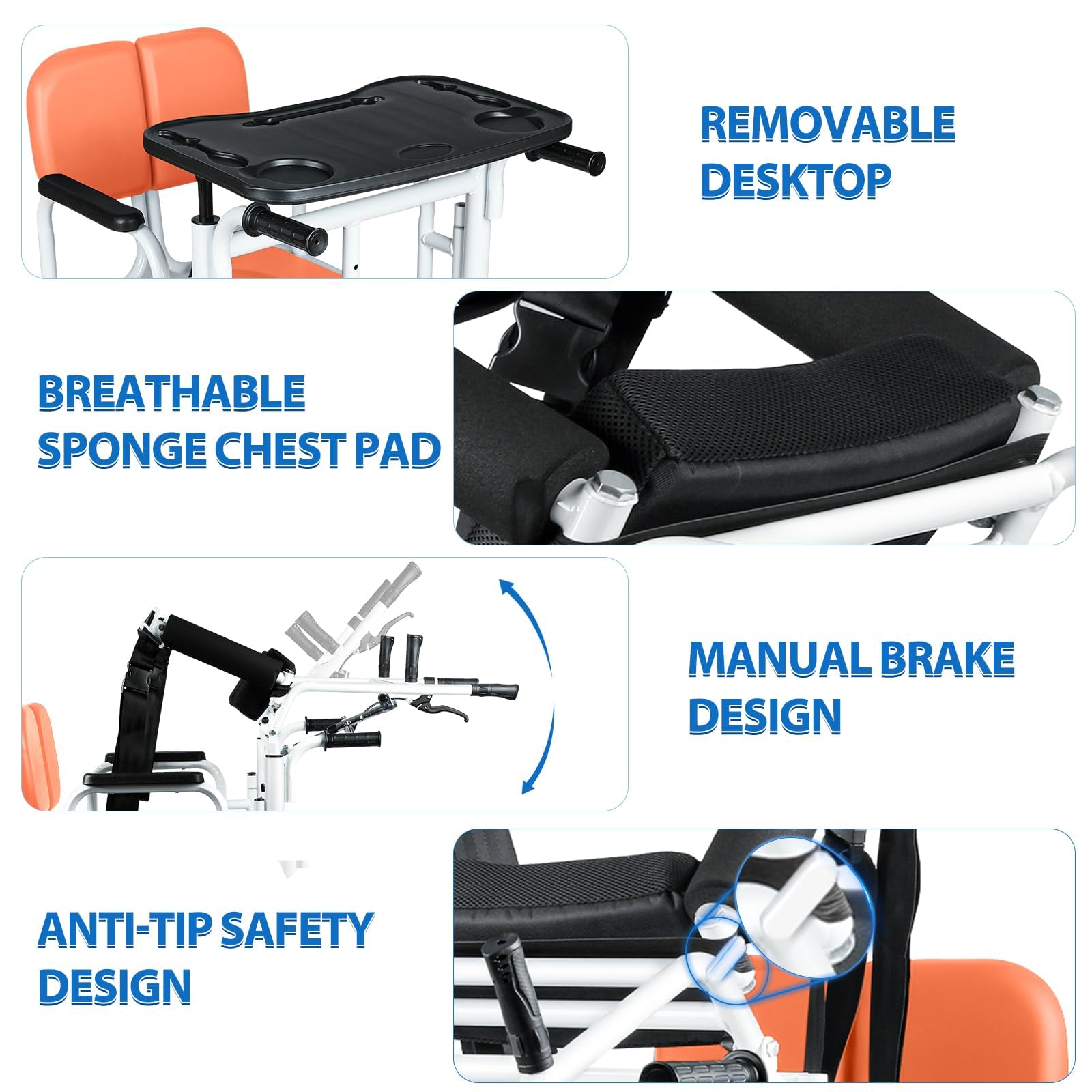 Silla Grua de Transferencia para Discapacitados Pacientes | Elevador Hidráulico 200kg, Asiento 180°, Altura 41-65cm, 4 Ruedas con Frenos, Uso en Hogar/Residencia/Hospital