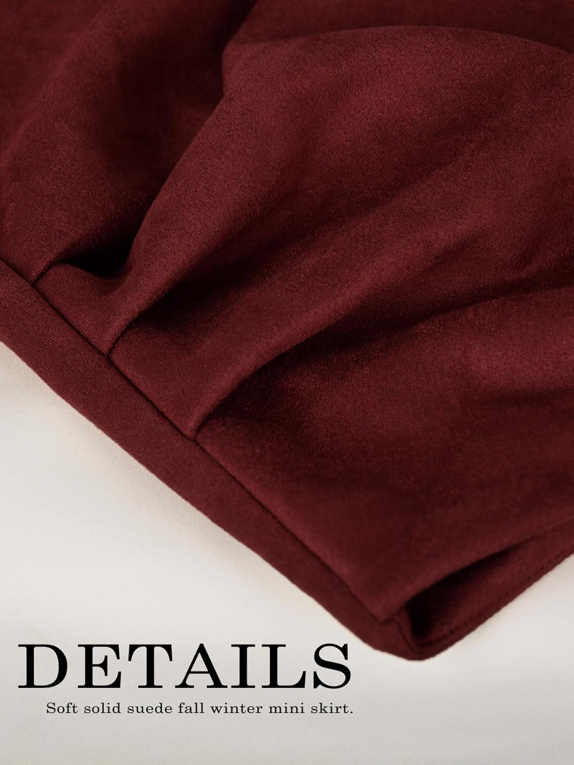 Faux Suede Mini Skirt Bodycon Ruched Tulip Fall Winter Short Suede Mini Skirts for Women - Image 5