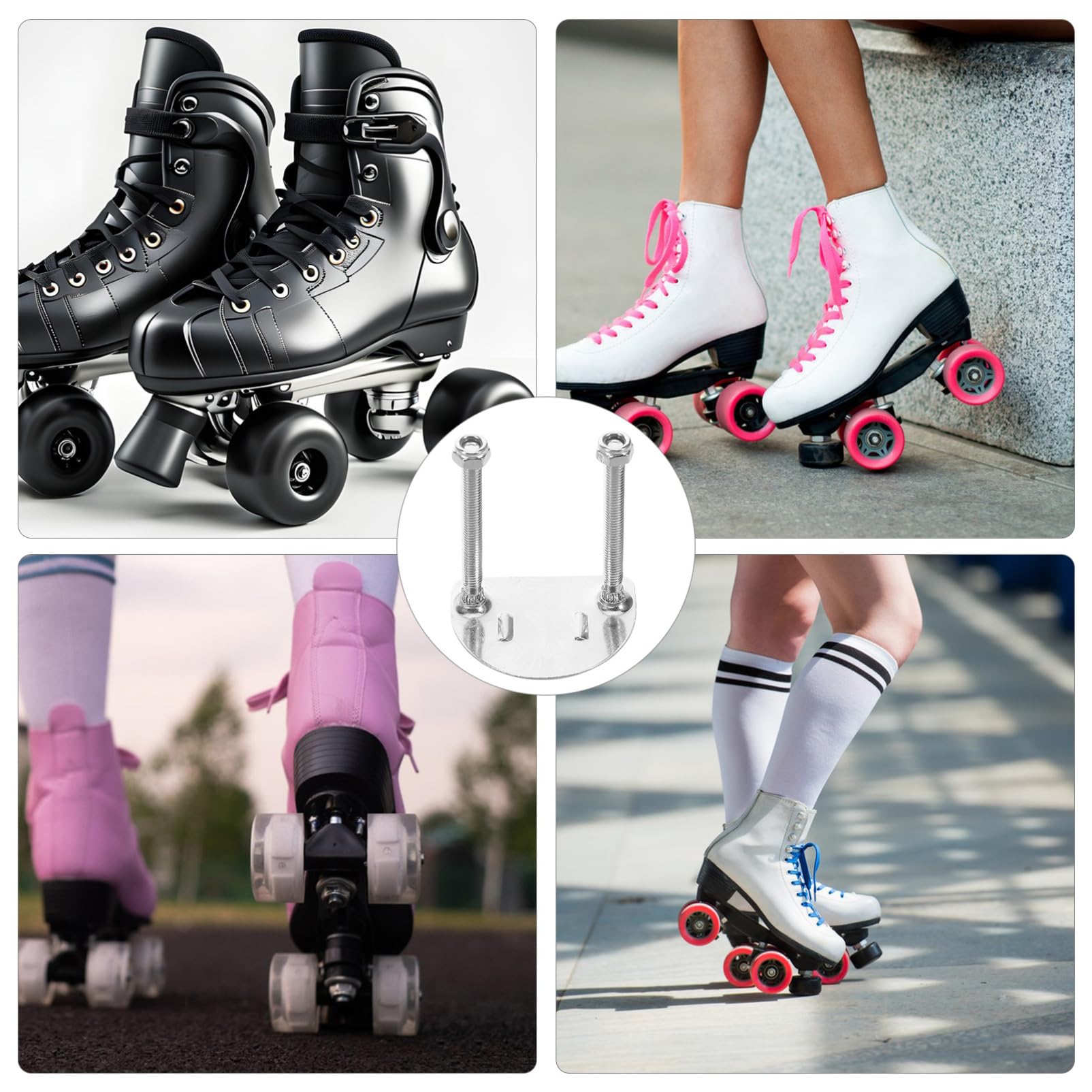 Lot De 4 Plaques De Support Pour Patins à Roulettes - Acier Inoxydable, Compatibles Plupart Modèles - 10