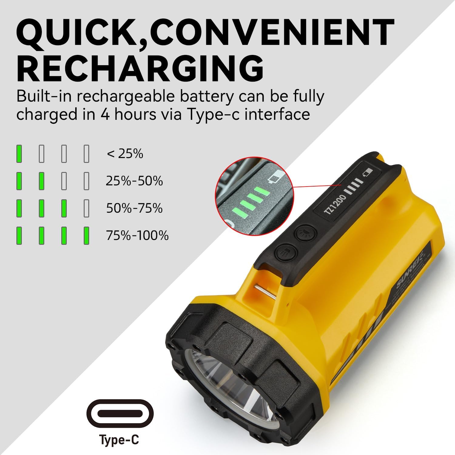 SUNREI Linterna LED recargable