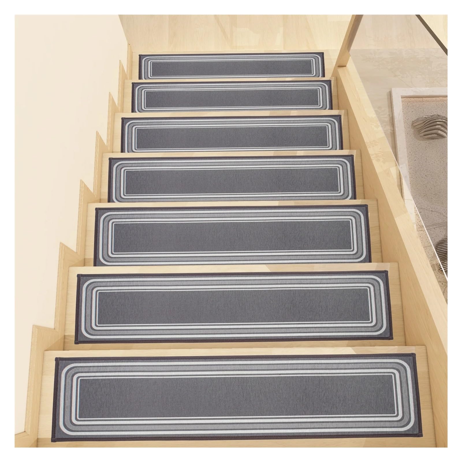 MFWHEFJ Stair Treads Soft Non-Slip Carpet Stair Treads 76x20CM Stair Mat Protect Stepping Mat Residue Rug Treads(Grey,15pcs)