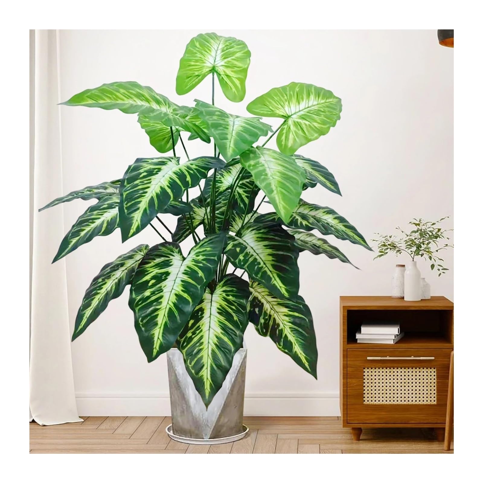 Künstliche Tannenzweige 58–108 cm künstliche Blumen Calla-Lilien, Hufeisenblätter, Schildkrötenblätter, Bobcat-Blätter, gefälschte Pflanzen, dekorative Dekoration for den Urlaub(60cm-12leaves 10)