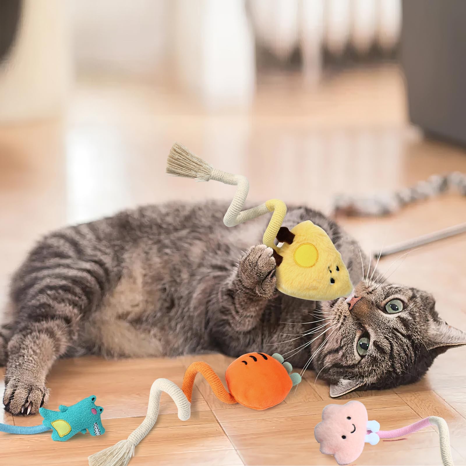 Hnjindong Catnip Toys for Cats Indoor Adult 4Pcs Bite Rope Cat Toys Interactive for Kitten Safe Teeth Cleaning Chew Cats Toy - Image 4