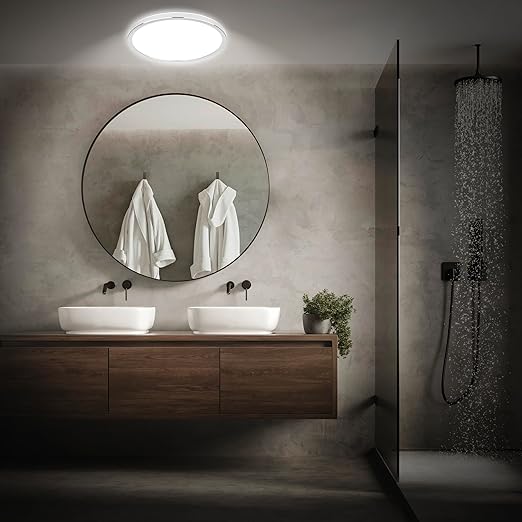 Briloner BRILONER - LED plafondlamp badkamer met indirect licht, vlak, IP54 stof- en spatwaterdicht, LED plafondlamp, LED paneel, badkamerlamp, badkamerlamp, keukenlamp, 42x2,8 cm, chroom photo 2