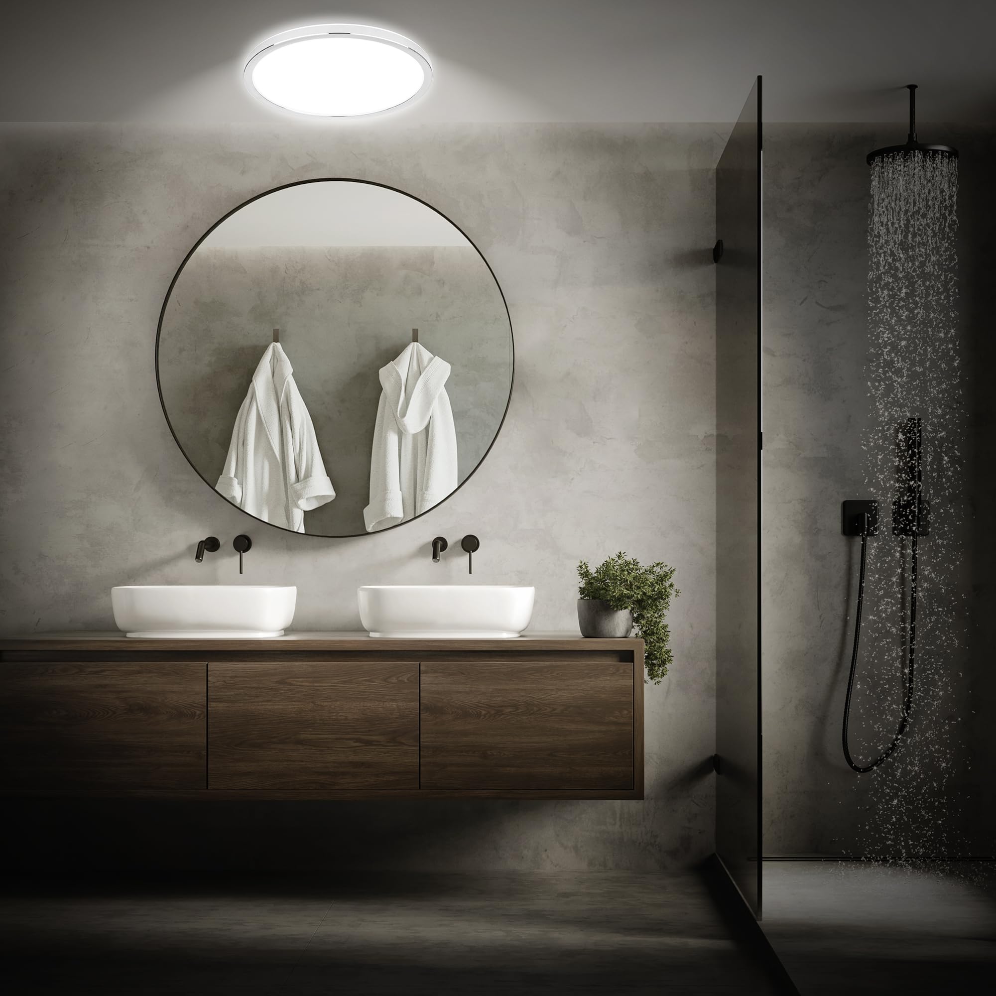 Plafonnier salle de bain LED IP54 chrome 29,3x2,8 cm BRILONER