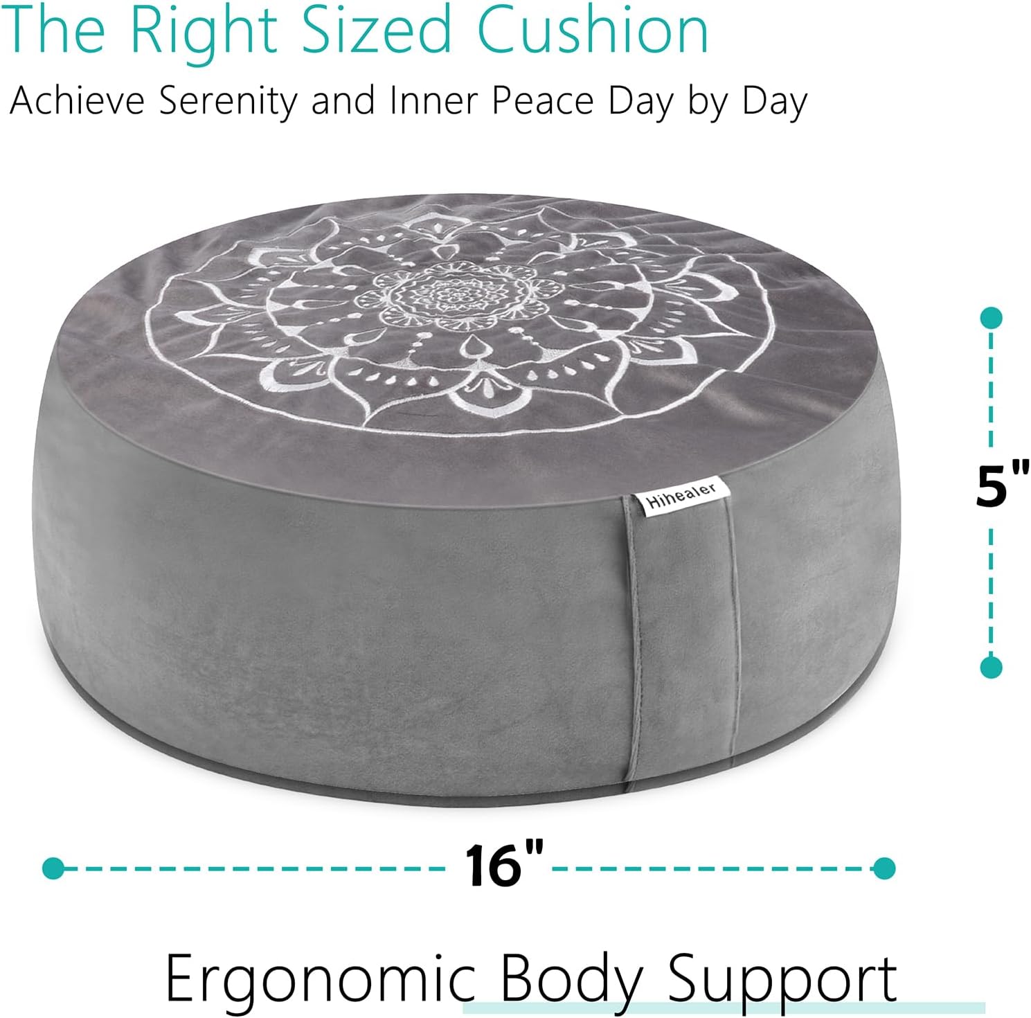 Hihealer Meditation Cushion, Traditional Tibetan Meditation Pillow Velvet Cover - Large Floor Cushion Seating for Adults - Yoga Buckwheat Bolster for Women、Moms