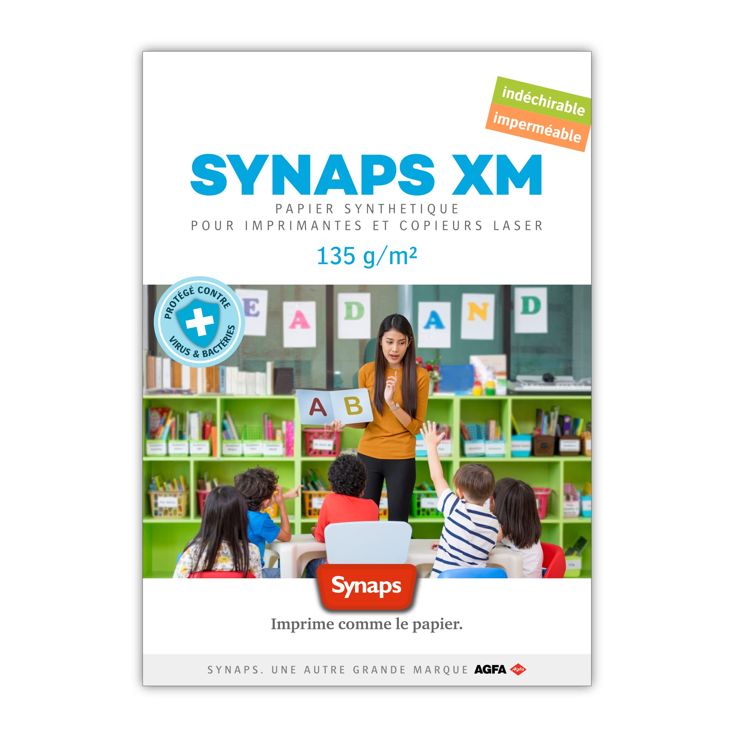 SYNAPS XM135 - Soporte resistente al desgarro poliéster mate, 120µ, 135 g, A4, paquete de 250 hojas