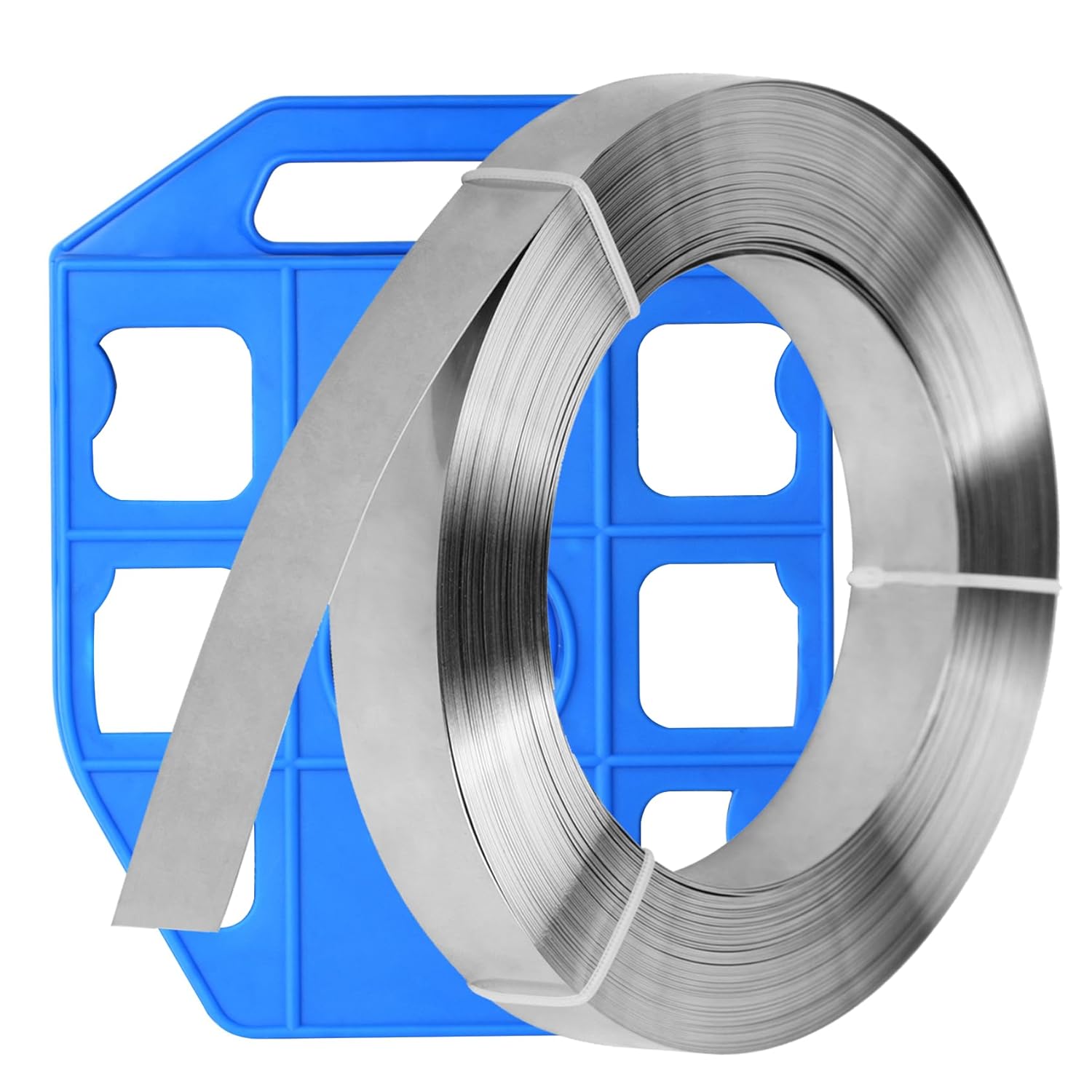 304 Stainless Steel Strapping Band Coil - 1/2" x 95' Roll, Packing Tensioner Strap in Plastic Case, 1/64" Thick