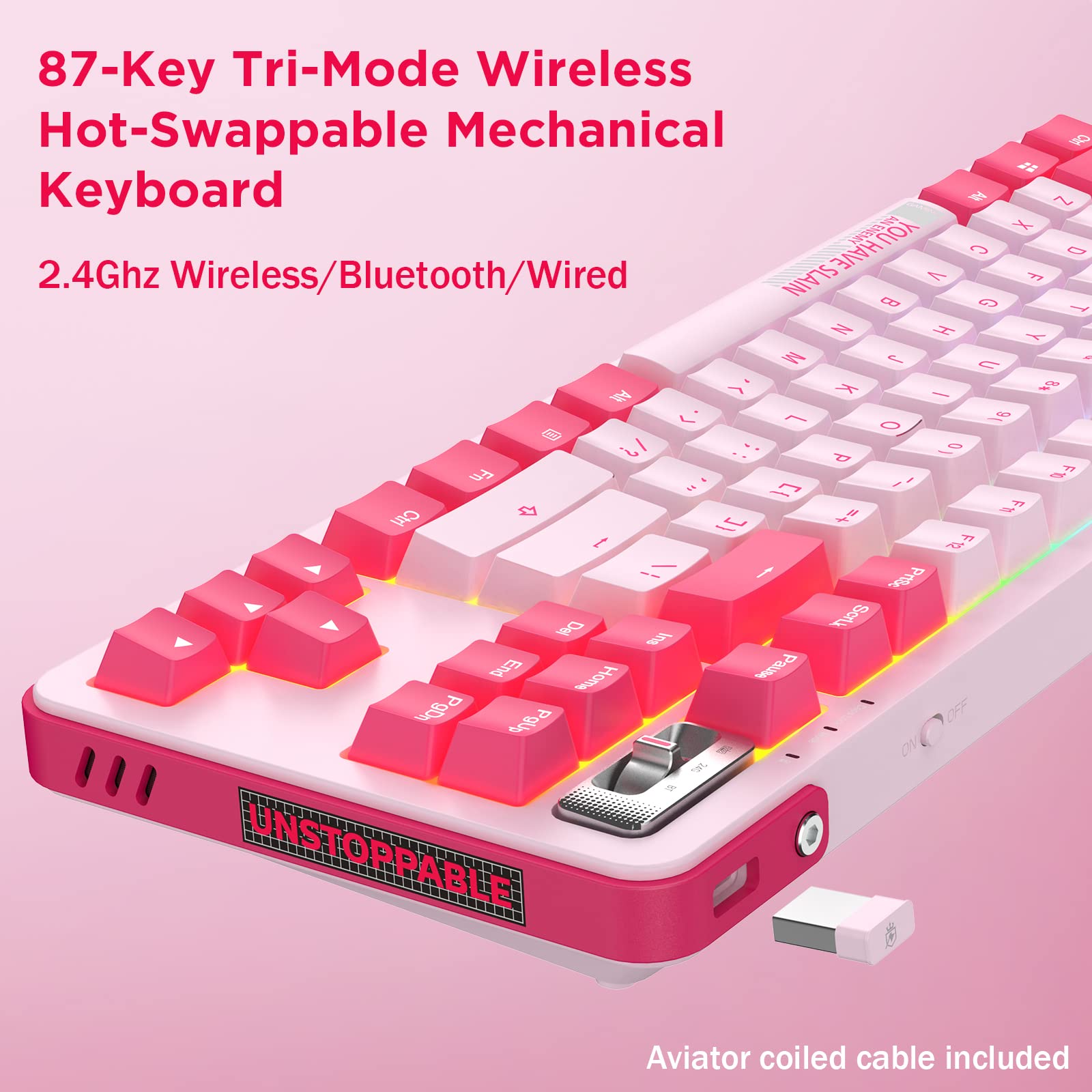 ⭐️新品未使用⭐️Yunzii メカニカルキーボード ピンク かわいい Amazon | YUNZII C68 ワイヤレスメカニカルキーボード かわいい