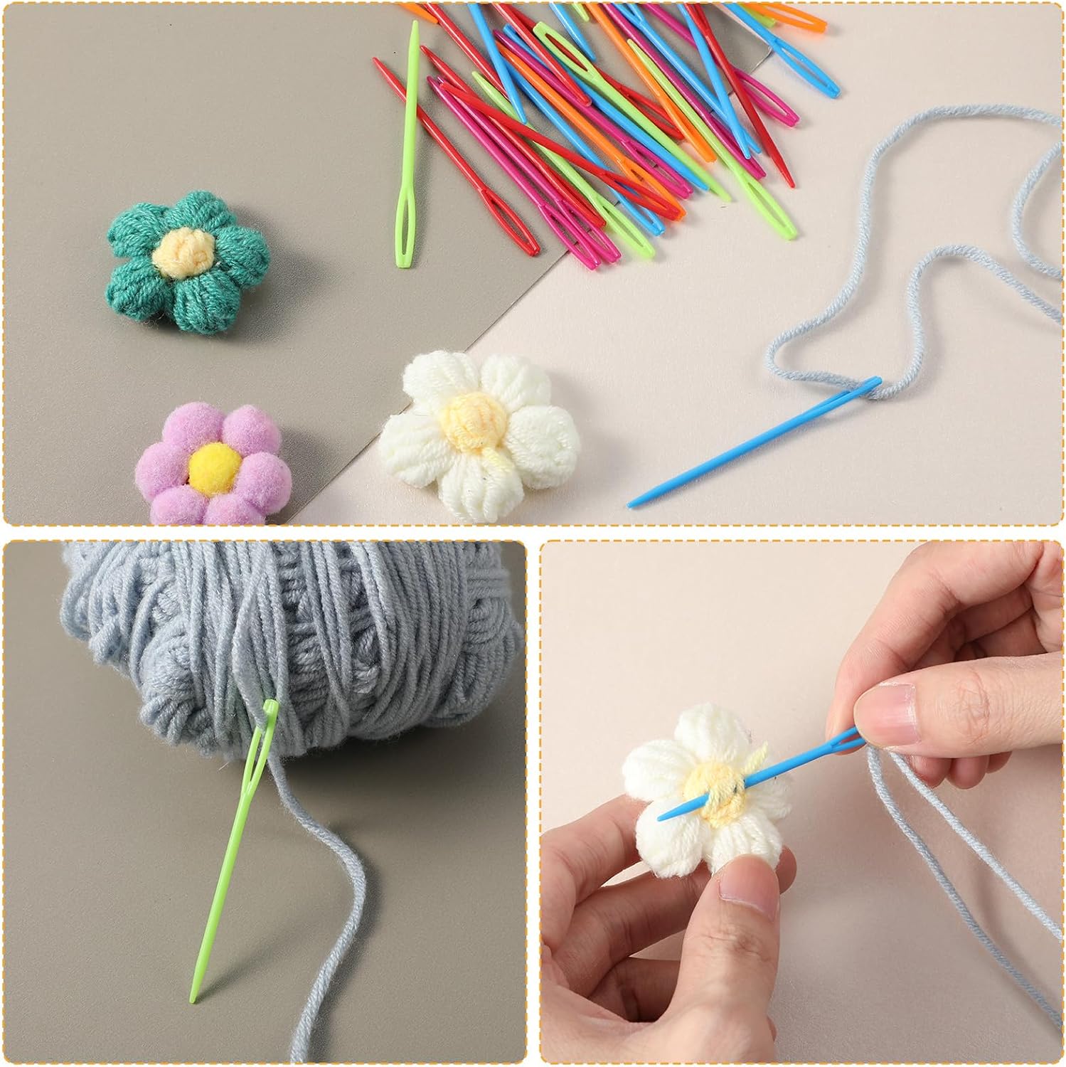 50 Pcs Plastic Needles for Kids 7cm/2.76inch Colorful Plastic Sewing Needle Large Eye Crochet Needle Weaving Darning Needles for Kids Yarn DIY Sewing Handmade Crafts