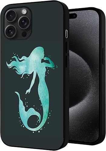 Funda compatible con iPhone 15 Pro Max, funda de sirena para iPhone diseñada para mujeres y niñas, goma de silicona suave a prueba de golpes,