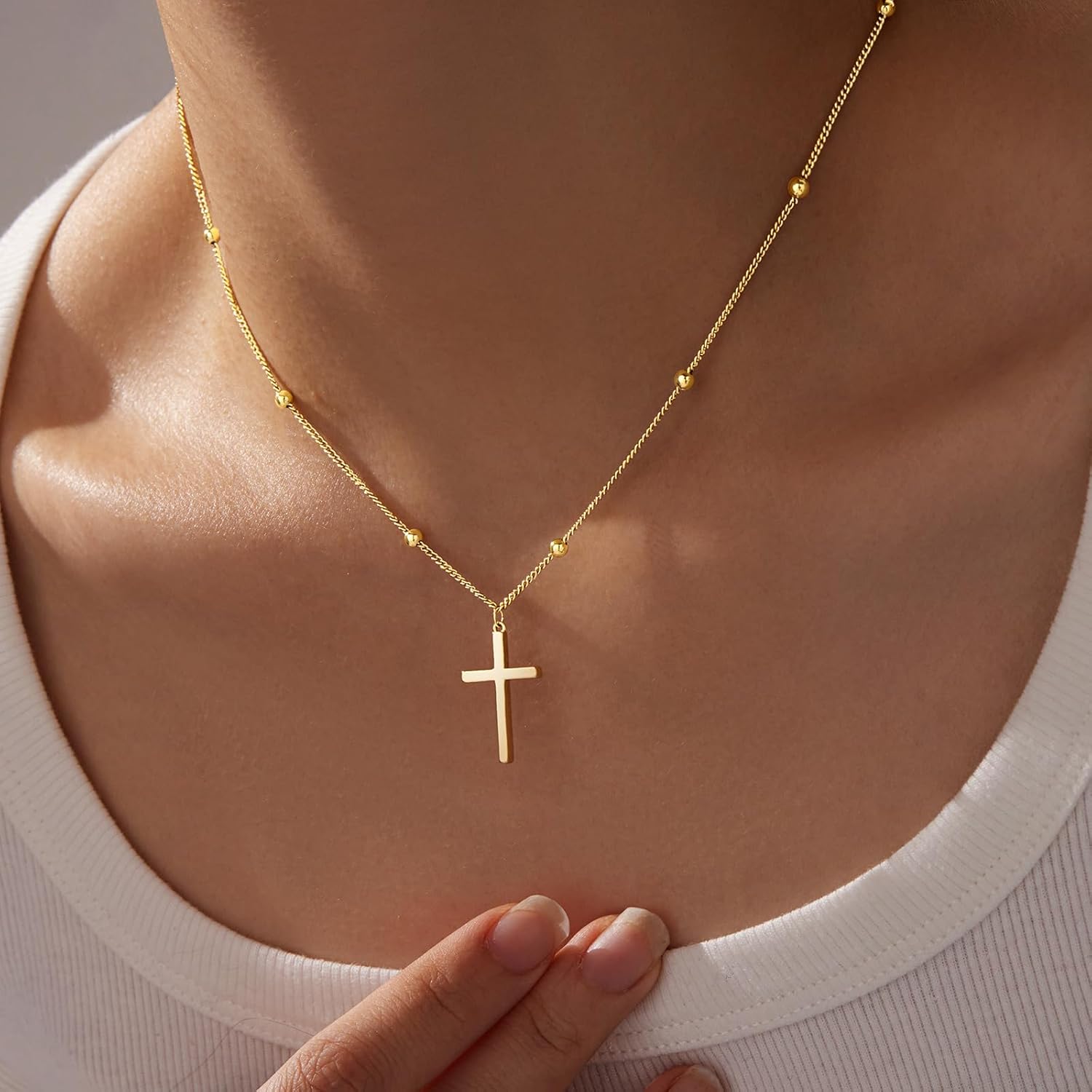 Easter Basket Stuffer Infinity Cross Necklace for Women, 14K Gold Plated Necklace Pendant Unique Trendy Cross Jewelry, Non Tarnish & Waterproof Christian Jewelry - First Communion Confirmation Easter Gifts - Image 2