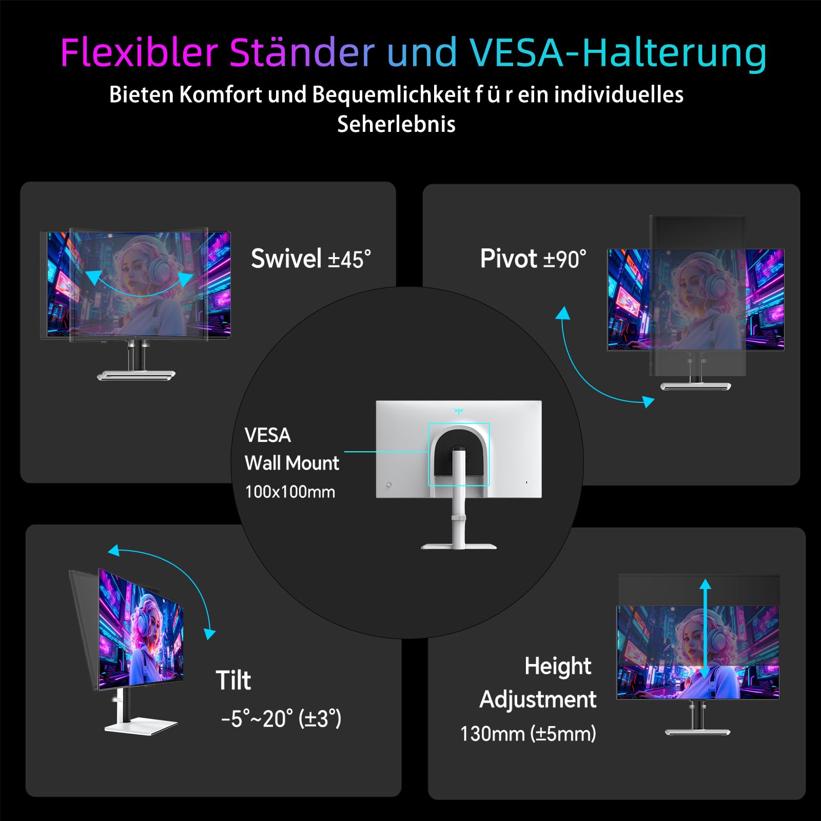 KTC Monitor Gaming 27" WQHD, 2560x1440, 210Hz, 1ms GTG, Fast IPS, Adaptive Sync, Bianco Schermo PC, HDR400, 131% sRGB, Altoparlanti Integrati, Luce blu bassa, VESA 100x100, DP1.4/HDMI 2.0, H27T6