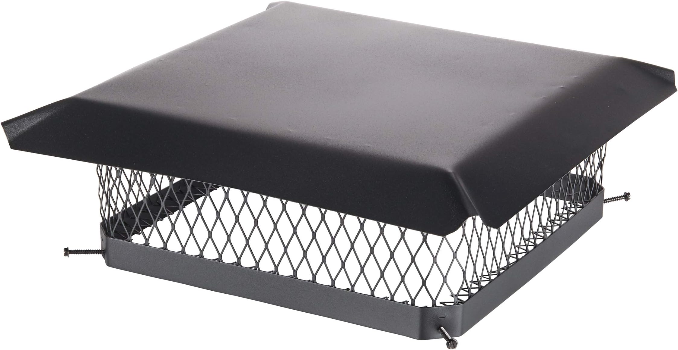 HY-Guard Galvanized Steel Chimney Cover - Black, Single Bolt-On Chimney Flue Cover with Hood Plate, Fits on Existing Flue Tiles (18" x 18")