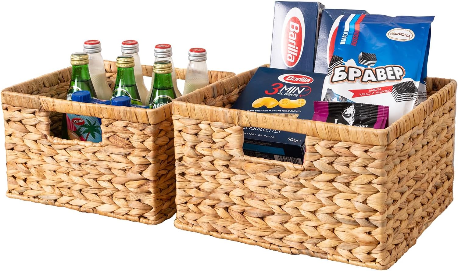 Chi An Home Wicker Storage Baskets with Lids, 14 Inch Set of 3 Lidded Baskets