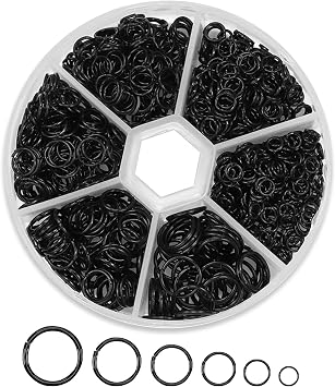 1000Pcs Black O Ring Connectors Metal Open Jump Rings Set 304 Stainless-Steel Jump Rings for Jewelry Making Connectors 4mm 5mm 6mm 7mm 8mm 10mm Black