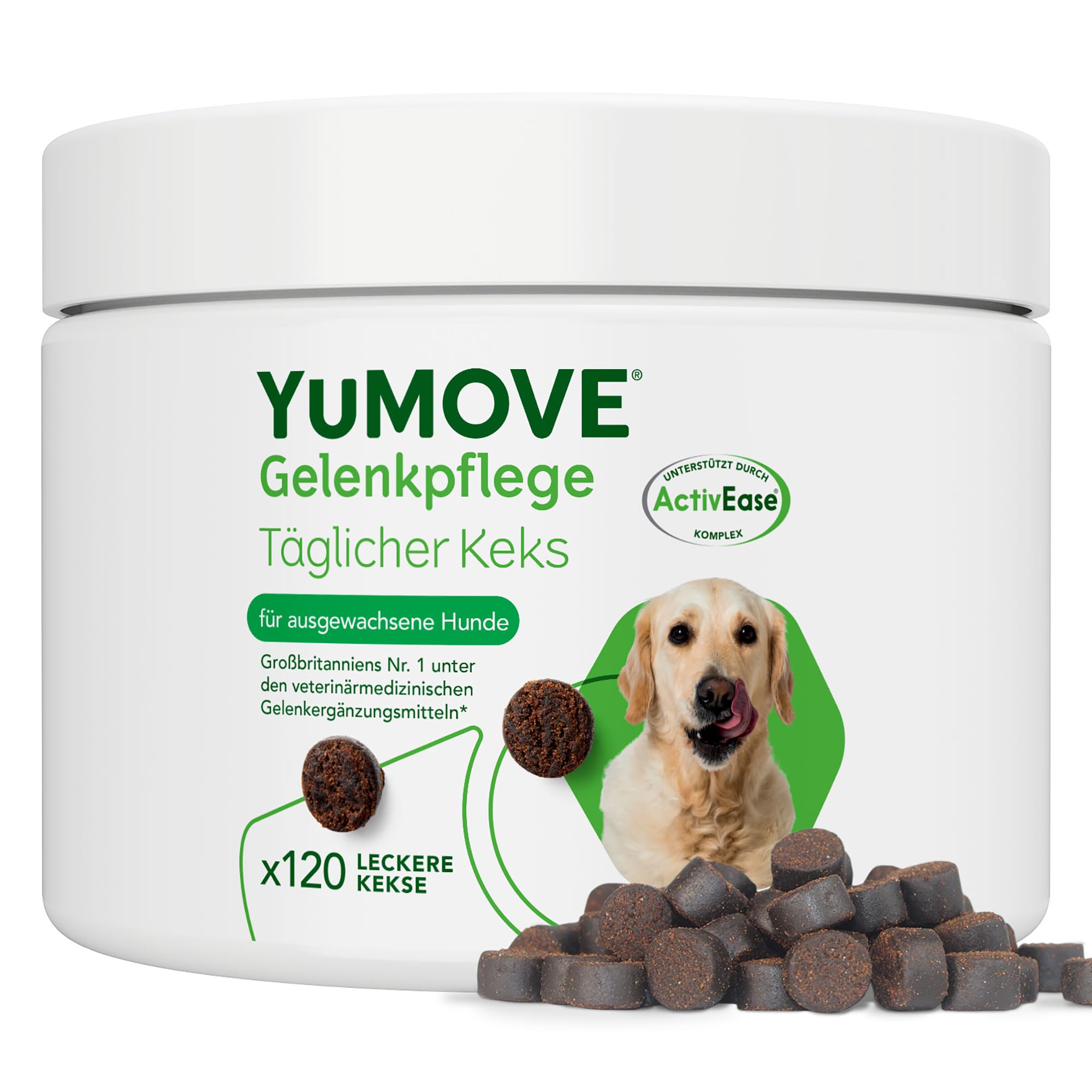 YuMOVE Grünlippmuschel Hund 5-8 Jahre 120 Kausnacks - Dreifachwirkung 150mg ActivEase-Komplex Jeder Kausnack Vom Tierarzt Empfohlen - Hochwertiger Gelenk- & Knochenschutz für Hunde, mehr Beweglichkeit