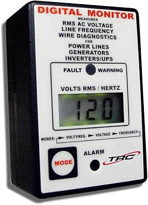 TRC AECM20020-3-012 Electra Check Digital Monitor for All AC Power Sources, Black with White Face Small