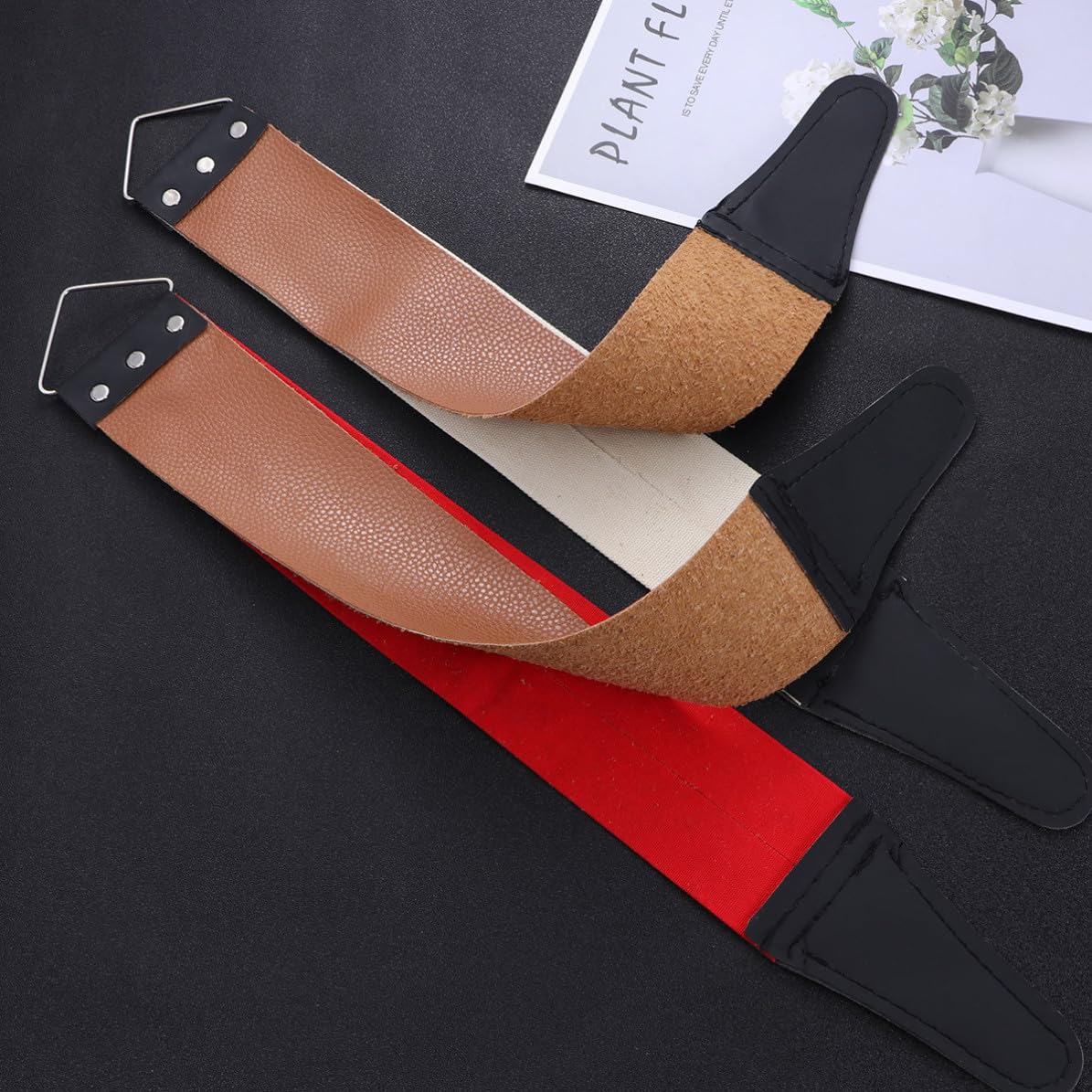 2pcs Double Layer Leather Barber Strop for Fine Edge Sharpening